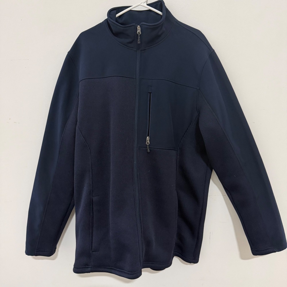 Swiss Tech Mens Navy Blue Full Zip Hybrid Waffle Knit Jacket XLT Tall